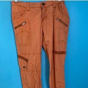Guess Orange Low Rise Cargo Pants Size 27 Y2K